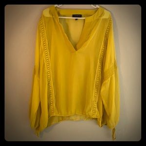Vintage Yellow Peasant Bubble Blouse Lane Bryant